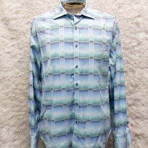 Robert Graham Man's Blue Classic Fit Long-Sleeve Button-Down Shirt Size 2XL